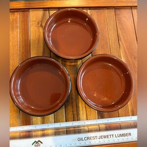 Set of 3 Cermer Caramel Brown Terracotta Ramekins Creme Brûlée Baking